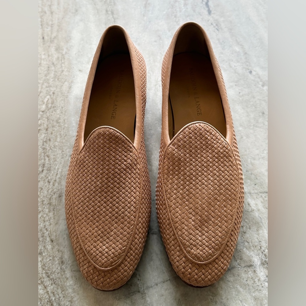 Baudoin & Lange Natural Soft Sagan Woven Leather Loafer 40 7 Belgian Classic Tan